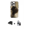 MARSİLYAN™- iPhone 15 Pro Max Kılıf Ufuk Doku Prime - Siyah Vanessa Magic Hayalet Cam + Raze Metal Kamera Lens - GS