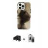 MARSİLYAN™- iPhone 15 Pro Max Kılıf Ufuk Doku Prime - Siyah Vanessa Magic Hayalet Cam + Raze Metal Kamera Lens - SH