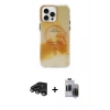 MARSİLYAN™- iPhone 15 Pro Max Kılıf Ufuk Doku Prime - Siyah Vanessa Magic Hayalet Cam + Titanyum Gri Raze Metal Kamera Lens