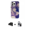 MARSİLYAN™- iPhone 15 Pro Max Kılıf Ufuk Doku Prime - Siyah Vanessa Magic Hayalet Cam + Titanyum Gri Raze Metal Kamera Lens