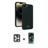 MARSİLYAN™- iPhone 15 Pro Max Kılıf Vadi Çizgi Prime - Şeffaf 360 Full Body Arka Koruyucu + PVD Metal Kamera Lens - LT