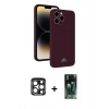MARSİLYAN™- iPhone 15 Pro Max Kılıf Vadi Çizgi Prime - Şeffaf 360 Full Body Arka Koruyucu + PVD Metal Kamera Lens - LT