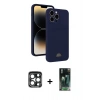 MARSİLYAN™- iPhone 15 Pro Max Kılıf Vadi Çizgi Prime - Şeffaf 360 Full Body Arka Koruyucu + PVD Metal Kamera Lens - LT