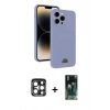 MARSİLYAN™- iPhone 15 Pro Max Kılıf Vadi Çizgi Prime - Şeffaf 360 Full Body Arka Koruyucu + PVD Metal Kamera Lens - LT