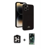 MARSİLYAN™- iPhone 15 Pro Max Kılıf Vadi Çizgi Prime - Şeffaf 360 Full Body Arka Koruyucu + PVD Metal Kamera Lens - TU
