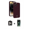 MARSİLYAN™- iPhone 15 Pro Max Kılıf Vadi Çizgi Prime - Şeffaf 360 Full Body Arka Koruyucu + PVD Metal Kamera Lens - TU