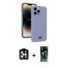 MARSİLYAN™- iPhone 15 Pro Max Kılıf Vadi Çizgi Prime - Şeffaf 360 Full Body Arka Koruyucu + PVD Metal Kamera Lens - TU