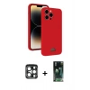 MARSİLYAN™- iPhone 15 Pro Max Kılıf Vadi Çizgi Prime - Şeffaf 360 Full Body Arka Koruyucu + PVD Metal Kamera Lens - LT