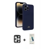 MARSİLYAN™- iPhone 15 Pro Max Kılıf Vadi Çizgi Prime - Şeffaf Pasifik Cam Ekran Koruyucu + PVD Metal Kamera Lens - LT