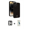 MARSİLYAN™- iPhone 15 Pro Max Kılıf Vadi Çizgi Prime - Şeffaf Pasifik Cam Ekran Koruyucu + PVD Metal Kamera Lens - GS
