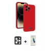 MARSİLYAN™- iPhone 15 Pro Max Kılıf Vadi Çizgi Prime - Şeffaf Pasifik Cam Ekran Koruyucu + PVD Metal Kamera Lens - LT