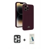 MARSİLYAN™- iPhone 15 Pro Max Kılıf Vadi Çizgi Prime - Şeffaf Pasifik Cam Ekran Koruyucu + PVD Metal Kamera Lens - LT
