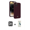 MARSİLYAN™- iPhone 15 Pro Max Kılıf Vadi Çizgi Prime - Şeffaf Pasifik Cam Ekran Koruyucu + PVD Metal Kamera Lens - SH
