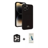 MARSİLYAN™- iPhone 15 Pro Max Kılıf Vadi Çizgi Prime - Şeffaf Pasifik Cam Ekran Koruyucu + PVD Metal Kamera Lens - TU