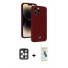 MARSİLYAN™- iPhone 15 Pro Max Kılıf Vadi Çizgi Prime - Şeffaf Pasifik Cam Ekran Koruyucu + PVD Metal Kamera Lens - LT