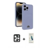 MARSİLYAN™- iPhone 15 Pro Max Kılıf Vadi Çizgi Prime - Şeffaf Pasifik Cam Ekran Koruyucu + PVD Metal Kamera Lens - LT