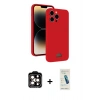 MARSİLYAN™- iPhone 15 Pro Max Kılıf Vadi Çizgi Prime - Şeffaf Pasifik Cam Ekran Koruyucu + PVD Metal Kamera Lens - TU