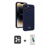 MARSİLYAN™- iPhone 15 Pro Max Kılıf Vadi Çizgi Prime - Şeffaf Pasifik Cam Ekran Koruyucu + PVD Metal Kamera Lens - SH