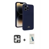 MARSİLYAN™- iPhone 15 Pro Max Kılıf Vadi Çizgi Prime - Şeffaf Pasifik Cam Ekran Koruyucu + PVD Metal Kamera Lens - GS