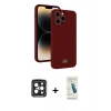 MARSİLYAN™- iPhone 15 Pro Max Kılıf Vadi Çizgi Prime - Şeffaf Pasifik Cam Ekran Koruyucu + PVD Metal Kamera Lens - SH