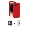 MARSİLYAN™- iPhone 15 Pro Max Kılıf Vadi Çizgi Prime - Şeffaf Pasifik Cam Ekran Koruyucu + PVD Metal Kamera Lens - SH