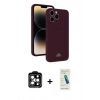 MARSİLYAN™- iPhone 15 Pro Max Kılıf Vadi Çizgi Prime - Şeffaf Pasifik Cam Ekran Koruyucu + PVD Metal Kamera Lens - TU