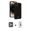 MARSİLYAN™- iPhone 15 Pro Max Kılıf Vadi Çizgi Prime - Şeffaf Pasifik Cam Ekran Koruyucu + PVD Metal Kamera Lens - SH