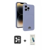 MARSİLYAN™- iPhone 15 Pro Max Kılıf Vadi Çizgi Prime - Şeffaf Pasifik Cam Ekran Koruyucu + PVD Metal Kamera Lens - SH