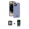 MARSİLYAN™- iPhone 15 Pro Max Kılıf Vadi Çizgi Prime - Siyah 360 Mat Full Body Arka Koruyucu + PVD Metal Kamera Lens - SH
