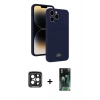 MARSİLYAN™- iPhone 15 Pro Max Kılıf Vadi Çizgi Prime - Siyah 360 Mat Full Body Arka Koruyucu + PVD Metal Kamera Lens - SH