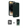 MARSİLYAN™- iPhone 15 Pro Max Kılıf Vadi Çizgi Prime - Siyah 360 Mat Full Body Arka Koruyucu + PVD Metal Kamera Lens - SH