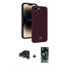 MARSİLYAN™- iPhone 15 Pro Max Kılıf Vadi Çizgi Prime - Siyah 360 Mat Full Body Arka Koruyucu + Raze Metal Kamera Lens - GS