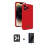 MARSİLYAN™- iPhone 15 Pro Max Kılıf Vadi Çizgi Prime - Siyah 3D Antistatik Hayalet Cam Ekran Koruyucu + PVD Metal Kamera Lens - GI