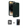 MARSİLYAN™- iPhone 15 Pro Max Kılıf Vadi Çizgi Prime - Siyah 3D Antistatik Hayalet Cam Ekran Koruyucu + PVD Metal Kamera Lens - SH