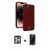 MARSİLYAN™- iPhone 15 Pro Max Kılıf Vadi Çizgi Prime - Siyah 3D Antistatik Hayalet Cam Ekran Koruyucu + PVD Metal Kamera Lens - LT