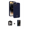 MARSİLYAN™- iPhone 15 Pro Max Kılıf Vadi Çizgi Prime - Siyah 3D Antistatik Hayalet Cam Ekran Koruyucu + PVD Metal Kamera Lens - TU