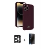 MARSİLYAN™- iPhone 15 Pro Max Kılıf Vadi Çizgi Prime - Siyah 3D Antistatik Hayalet Cam Ekran Koruyucu + PVD Metal Kamera Lens - SH