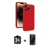 MARSİLYAN™- iPhone 15 Pro Max Kılıf Vadi Çizgi Prime - Siyah 3D Antistatik Hayalet Cam Ekran Koruyucu + PVD Metal Kamera Lens - TU
