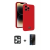 MARSİLYAN™- iPhone 15 Pro Max Kılıf Vadi Çizgi Prime - Siyah 3D Antistatik Hayalet Cam Ekran Koruyucu + PVD Metal Kamera Lens - LT