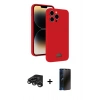 MARSİLYAN™- iPhone 15 Pro Max Kılıf Vadi Çizgi Prime - Siyah 3D Antistatik Hayalet Cam Ekran Koruyucu + Raze Metal Kamera Lens - TMGI