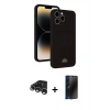 MARSİLYAN™- iPhone 15 Pro Max Kılıf Vadi Çizgi Prime - Siyah 3D Antistatik Hayalet Cam Ekran Koruyucu + Raze Metal Kamera Lens - GS