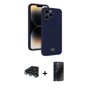 MARSİLYAN™- iPhone 15 Pro Max Kılıf Vadi Çizgi Prime - Siyah 3D Antistatik Hayalet Cam Ekran Koruyucu + Raze Metal Kamera Lens - LT