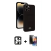 MARSİLYAN™- iPhone 15 Pro Max Kılıf Vadi Çizgi Prime - Siyah 3D Antistatik Mat Seramik Nano Ekran Koruyucu + PVD Metal Kamera Lens - GS