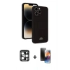 MARSİLYAN™- iPhone 15 Pro Max Kılıf Vadi Çizgi Prime - Siyah 3D Antistatik Mat Seramik Nano Ekran Koruyucu + PVD Metal Kamera Lens - LT