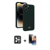 MARSİLYAN™- iPhone 15 Pro Max Kılıf Vadi Çizgi Prime - Siyah 3D Antistatik Mat Seramik Nano Ekran Koruyucu + PVD Metal Kamera Lens - SH