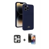 MARSİLYAN™- iPhone 15 Pro Max Kılıf Vadi Çizgi Prime - Siyah 3D Antistatik Mat Seramik Nano Ekran Koruyucu + PVD Metal Kamera Lens - GS