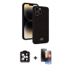 MARSİLYAN™- iPhone 15 Pro Max Kılıf Vadi Çizgi Prime - Siyah 3D Antistatik Mat Seramik Nano Ekran Koruyucu + PVD Metal Kamera Lens - TU