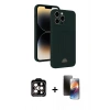 MARSİLYAN™- iPhone 15 Pro Max Kılıf Vadi Çizgi Prime - Siyah 3D Antistatik Mat Seramik Nano Ekran Koruyucu + PVD Metal Kamera Lens - TU