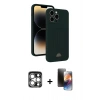 MARSİLYAN™- iPhone 15 Pro Max Kılıf Vadi Çizgi Prime - Siyah 3D Antistatik Mat Seramik Nano Ekran Koruyucu + PVD Metal Kamera Lens - GS