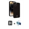 MARSİLYAN™- iPhone 15 Pro Max Kılıf Vadi Çizgi Prime - Siyah 3D Antistatik Seramik Nano Ekran Koruyucu + PVD Metal Kamera Lens - SH